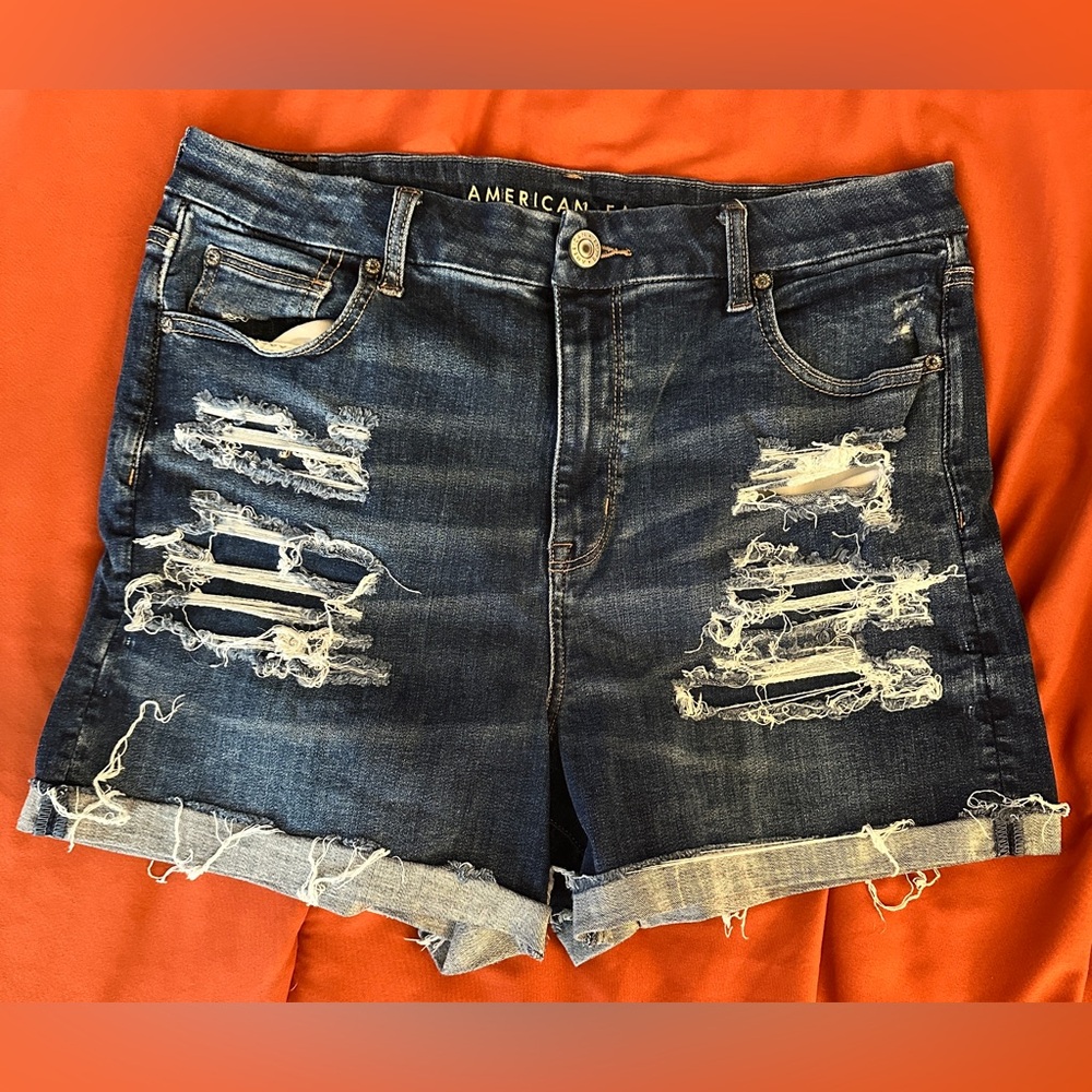 American Eagle Outfitters Women's Distressed Blue Denim Shorts